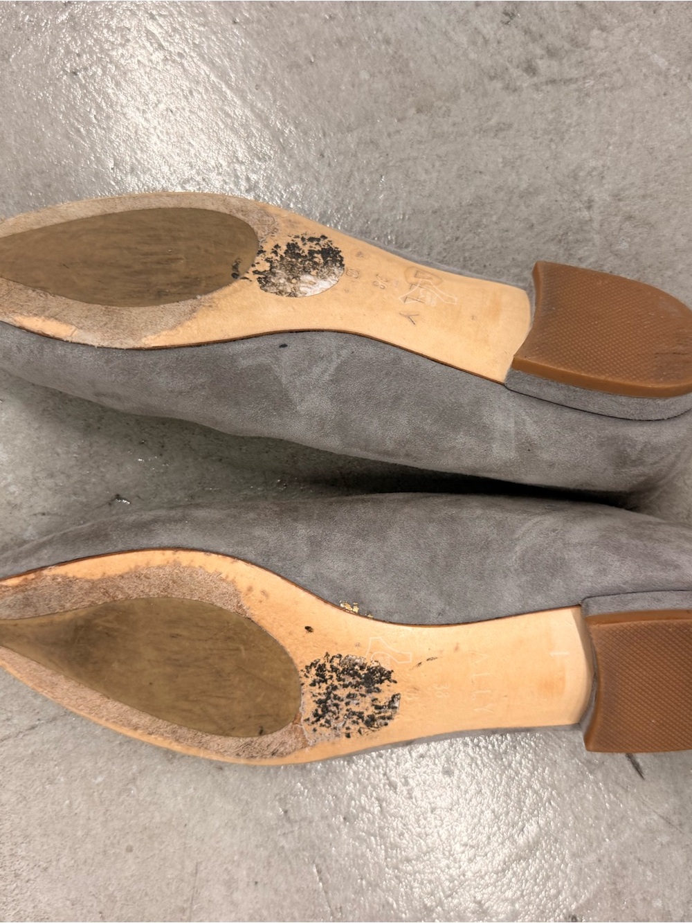ALLY Shoes Gray Suede Forever Flat Pointed Toe Comfort Ballet Flats 7.5 - Picture 9 of 11